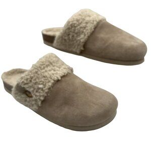 Genuins  Made In Spain Womens 8 Cozy Slides Faux Leather Fur Slip-On Flat Clogs